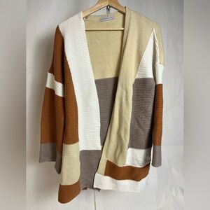 Colorblock Open Front Cardigan
